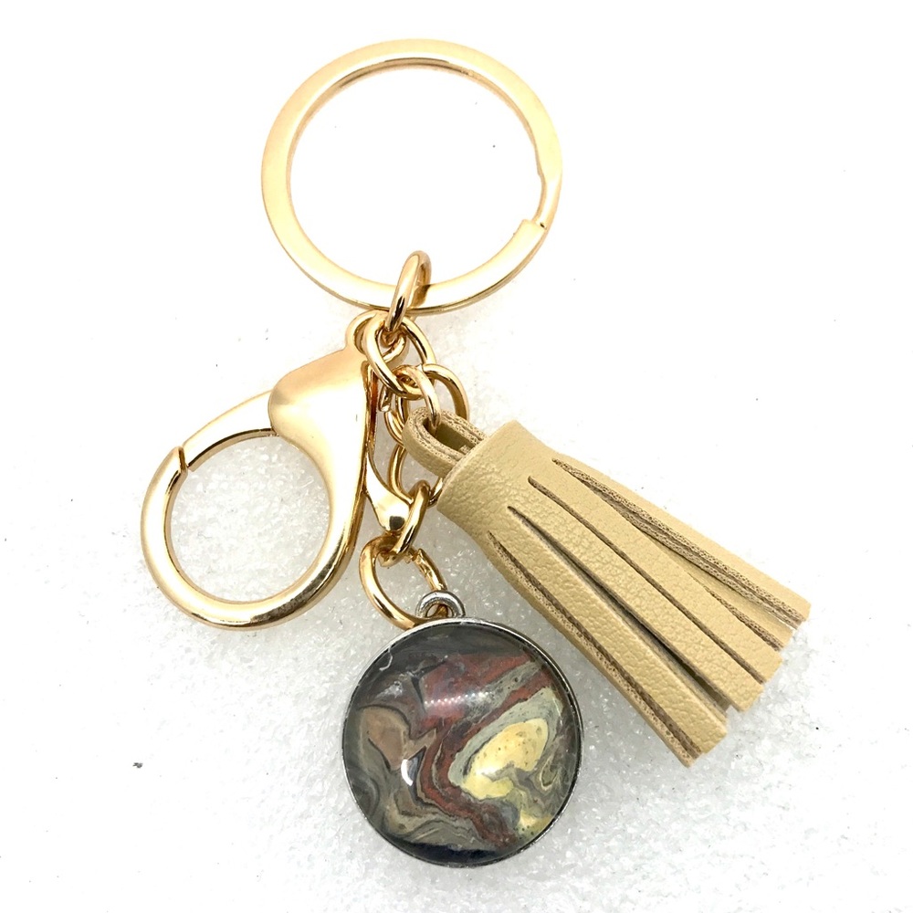 Handmade 20mm snap Keychain ring with charm